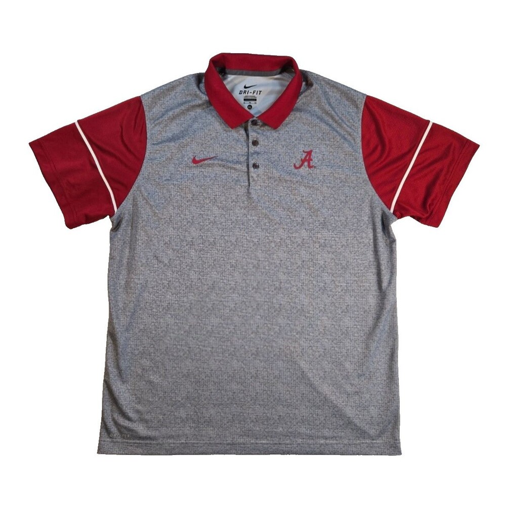 Mens Nike DriFIT SEC Alabama Crimson Tide Polo Shirt Gray Crimson XL NCAA